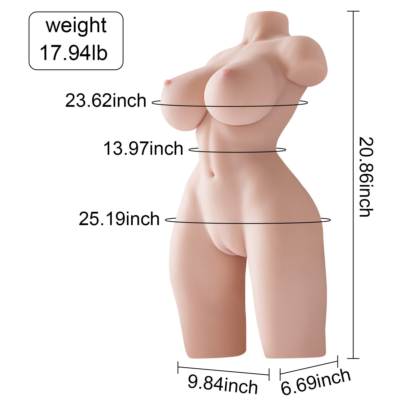 Rosman adult solid doll half body inverted male sex toy