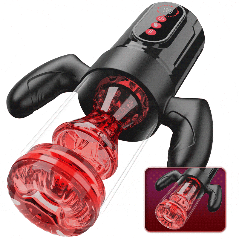 【Free Lube Inside】Wine & Beauty Handle Design 9 Thrusting & Rotating 9 Suction Adult Toys Mens Masturbator