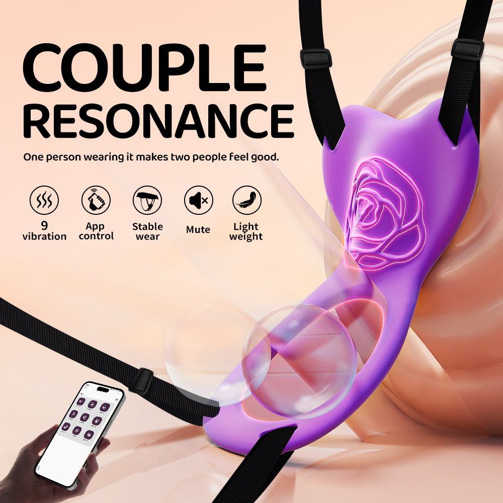 Purple Rose Women's Wearable Vibrating Bra with APP and Remote Control Function, G-Spot and Clitoral Massager, Suitable for Couples