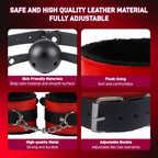 Fun Leather Fur 8-Piece Adult Bondage Restriction Black & Red 8-Piece Set