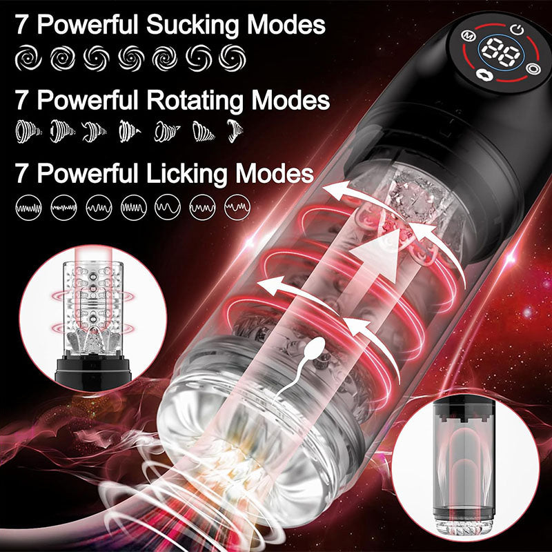 Newvibe Seductive Succubus 7 Rotating 7 Sucking Lcd Display Pumps & Enlargers Automatic Male Masturbator