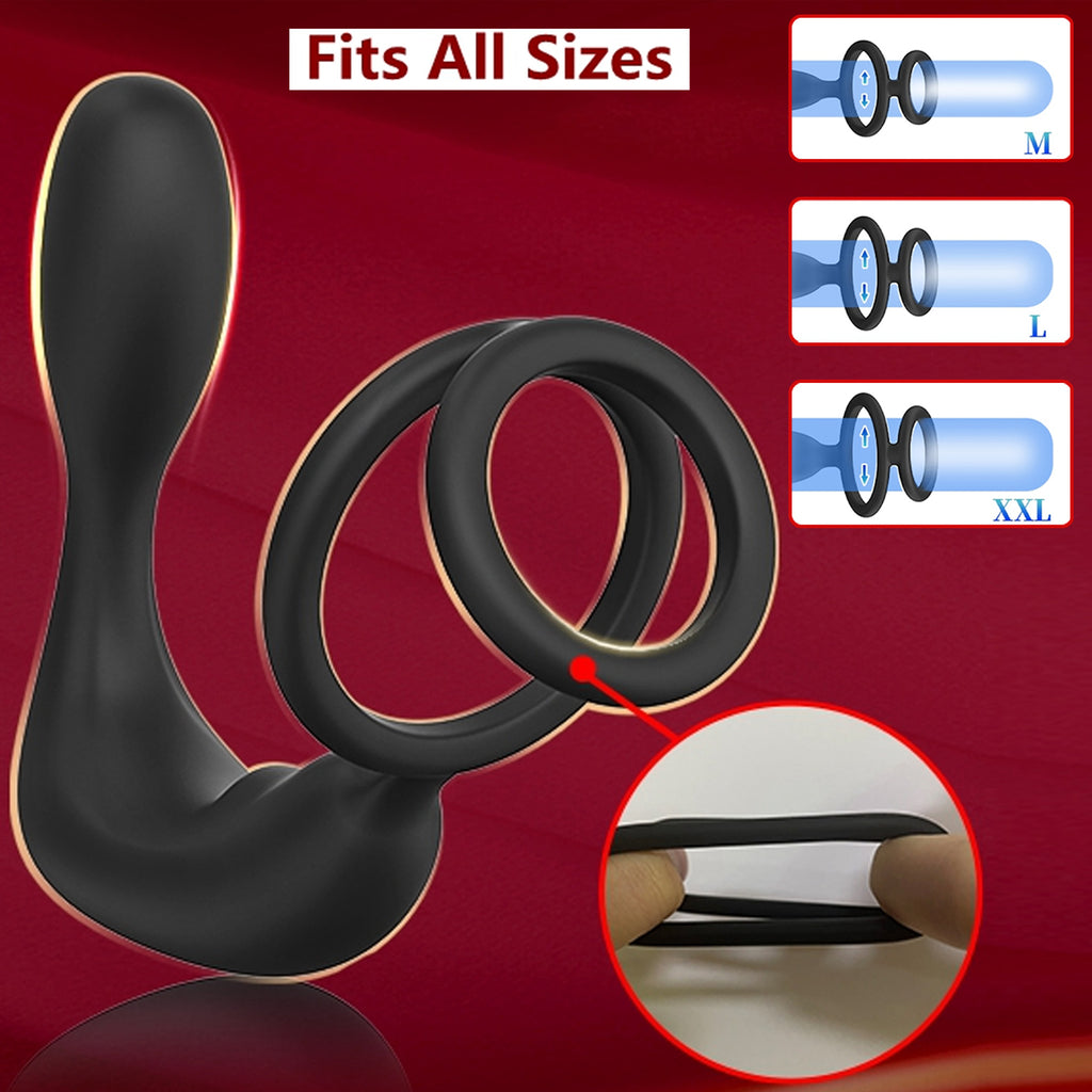Male prostate massager, vibrating anal plug, locking ring, remote control for adult sex toys