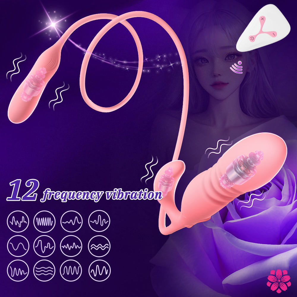 Night Cherry Stretchable Dual Vibration Vibrator for Women with Frequency Adjustment, Body Insertable Self-Stimulation Device, USB Rechargeable Massage Adult Toy