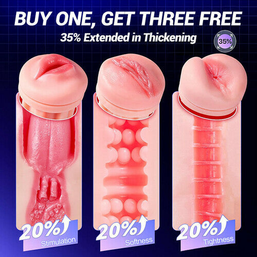 Daphne - 3 Sleeves Pocket Pussy Penis Pump with 9 Sucking & 9 Vibrating Male Masturbator