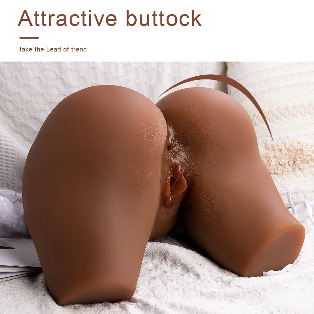 Coffee colored Elma Big Butt Inverted Solid Silicone Doll Airplane Cup Live Version