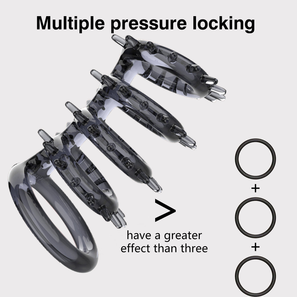 Sex lock set, dragon bone, black wheel ring, men's crystal blocking ring, multiple restraint, wolf tooth set, couple's sex toy