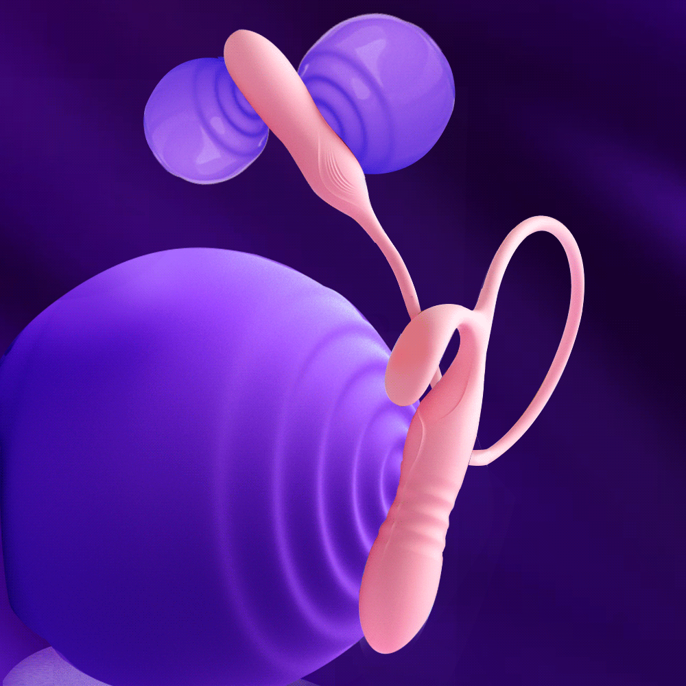 Night Cherry Stretchable Dual Vibration Vibrator for Women with Frequency Adjustment, Body Insertable Self-Stimulation Device, USB Rechargeable Massage Adult Toy