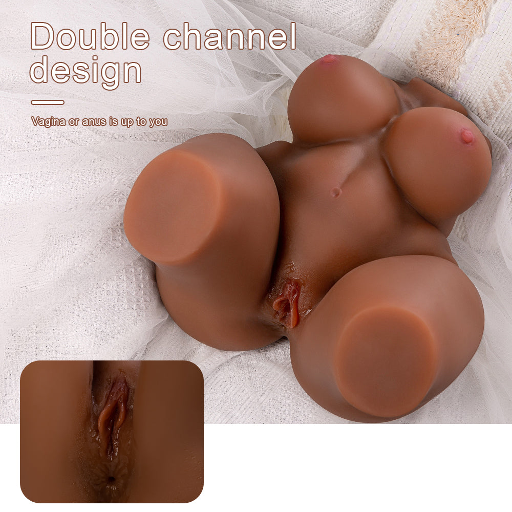 Coffee colored Elma Big Butt Inverted Solid Silicone Doll Airplane Cup Live Version