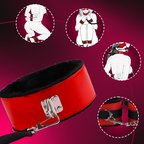 Fun Leather Fur 8-Piece Adult Bondage Restriction Black & Red 8-Piece Set