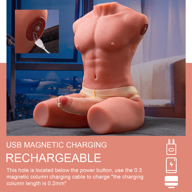 Jackson 17.63LB 6.69Inch Electric PulseThrusting Vibrating Dildo Tan Skin Male Torso Sex Doll    sku：SQ-MAR30023-X9440K