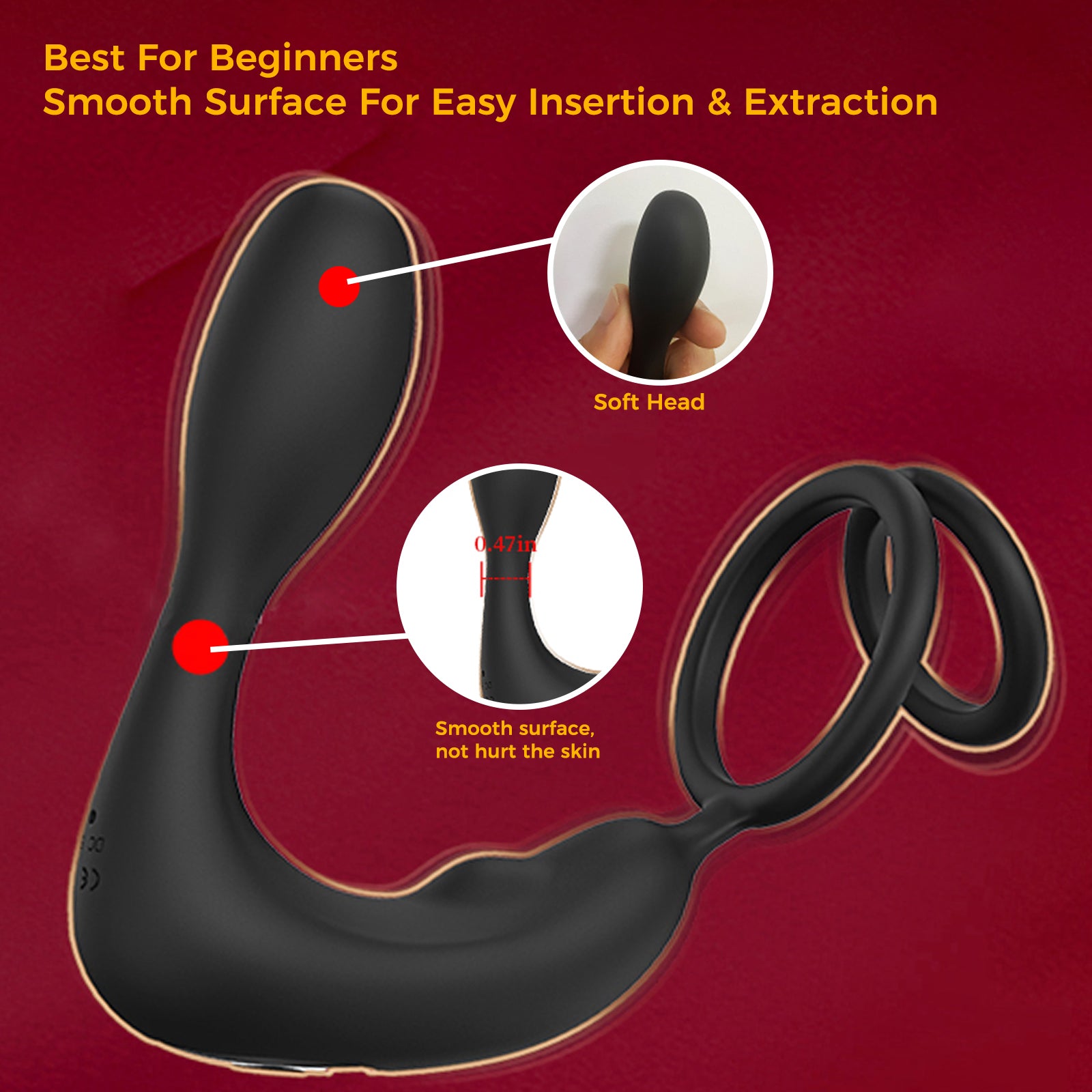 Male prostate massager, vibrating anal plug, locking ring, remote control for adult sex toys