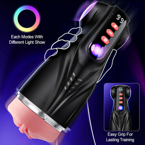 Daphne - 3 Sleeves Pocket Pussy Penis Pump with 9 Sucking & 9 Vibrating Male Masturbator