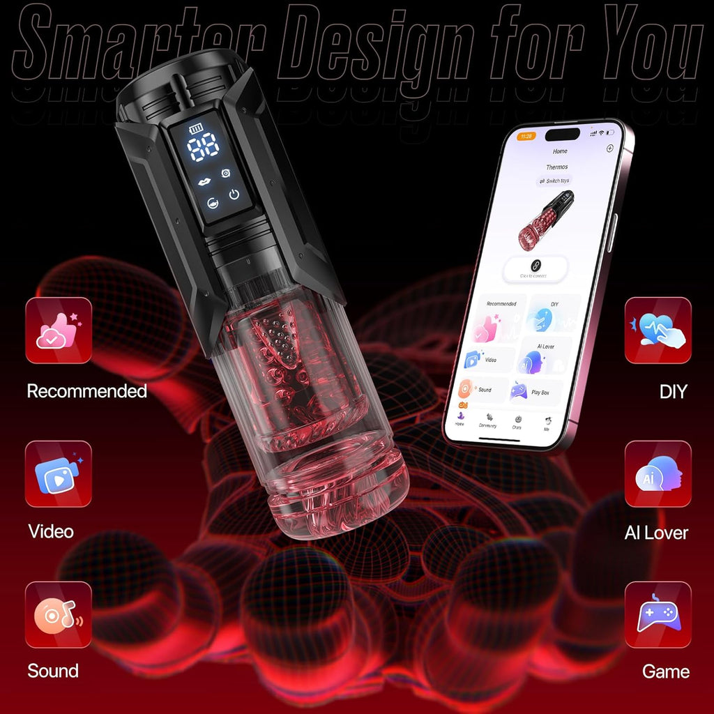 EINSEO Men's Pump Vibrator - AI Sync Waterproof Male Orgasm Simulator, 7 Suction-Push Rotations & 7 Lick Modes, Adult Toy Pocket Cat Men's Sex Toy Bath Accessories
