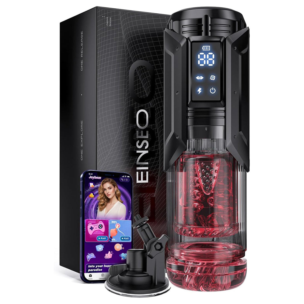 EINSEO Men's Pump Vibrator - AI Sync Waterproof Male Orgasm Simulator, 7 Suction-Push Rotations & 7 Lick Modes, Adult Toy Pocket Cat Men's Sex Toy Bath Accessories