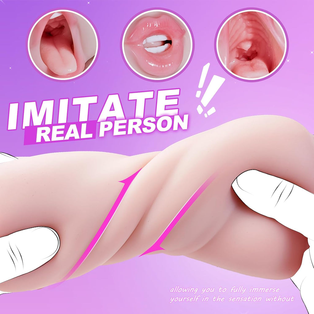 Deep Throat Licking Male Masturbator – Vibrating Mouth Stroker with Tongue & Teeth Simulation