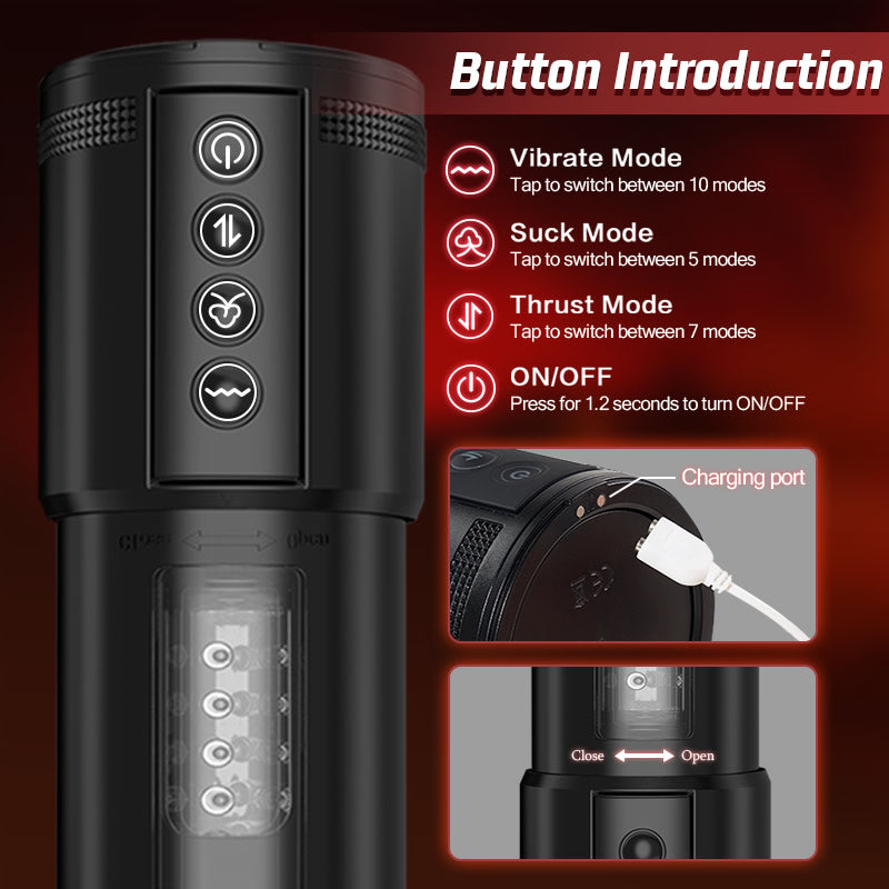Queen's oral sex 3 In 1 Vagina 10 Vibrating 5 Thrusting 5 Suction Male Masturbator