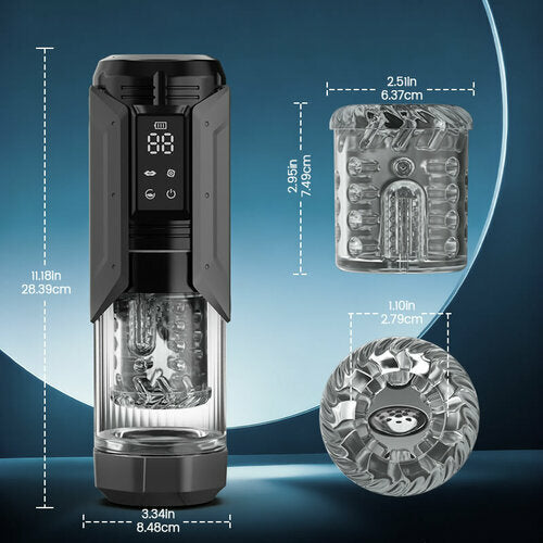 King - 7 Mode Vacuum Thrusting & Sucking & Vibrating Masturbator with LCD Display