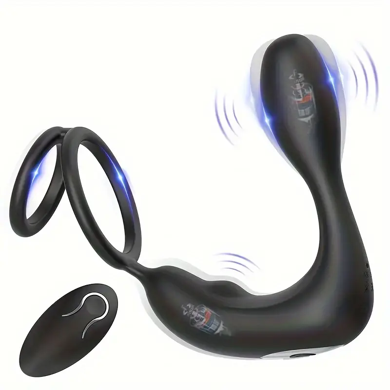 Male prostate massager, vibrating anal plug, locking ring, remote control for adult sex toys
